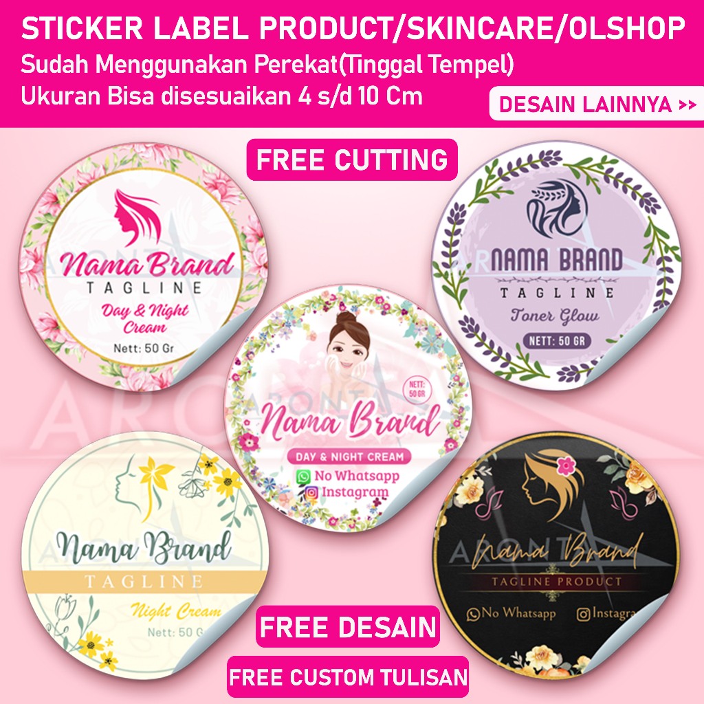 

(PER PACK) Stiker Label Skincare Custom - Stiker Label Kosmetik- Sticker Lotion - Stiker Pot Cream