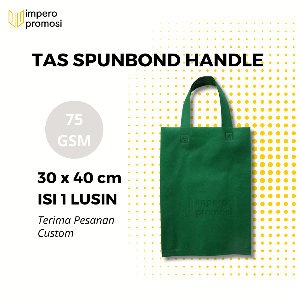 

Impero - GOODIE BAG SPUNBOND HANDLE 30x40 / Harga Satuan / Kantong Belanja Murah (Hijau Tua)