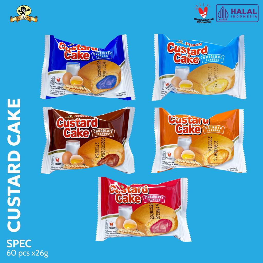 

(NEW) PUSAN CUSTARD CAKE ORIGINAL / BLUBERI / STROBERI / SRIKAYA / COKELAT PER 1 PCS