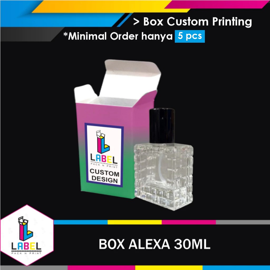 

Dus / Box Kemasan botol ALEXSA 30ml Custom Desain 5,5x3,3x9,5 cm - Fullprint