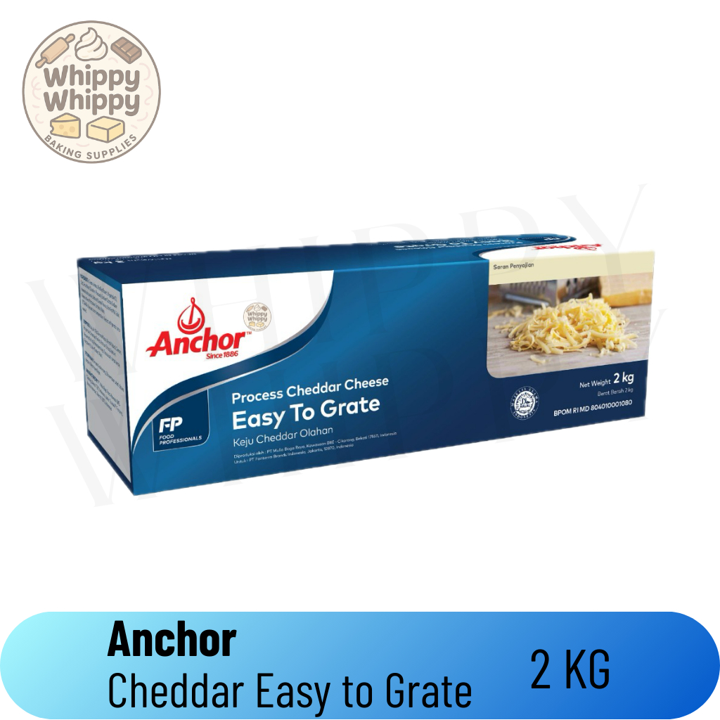 

Anchor Cheddar Cheese ETG 2kg / Keju Parut Cheddar Anchor / Easy to Grate Cheddar Cheese