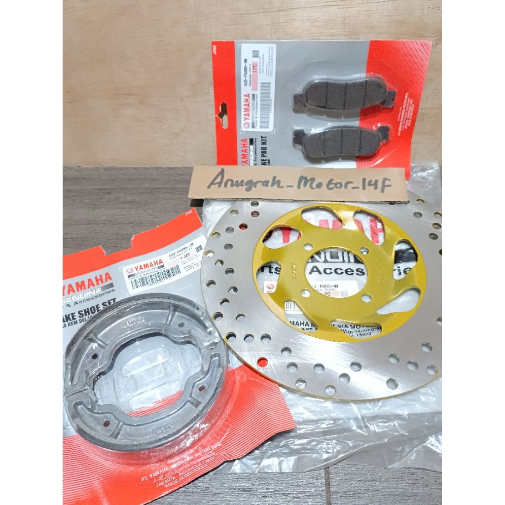 Paket Piringan Cakram+Kampas Rem Depan Belakang Yamaha RX KING Rx King New Ori Sunstar