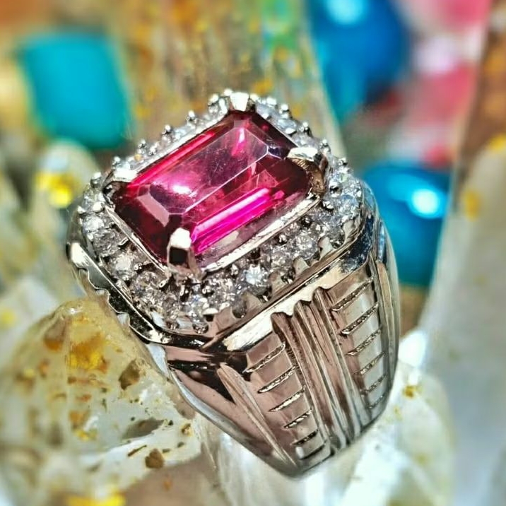 Cincin Batu Permata Pink Topaz