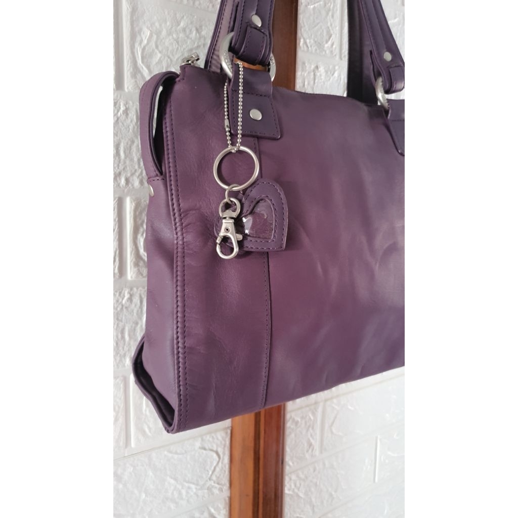 tas tote kulit asli warna ungu