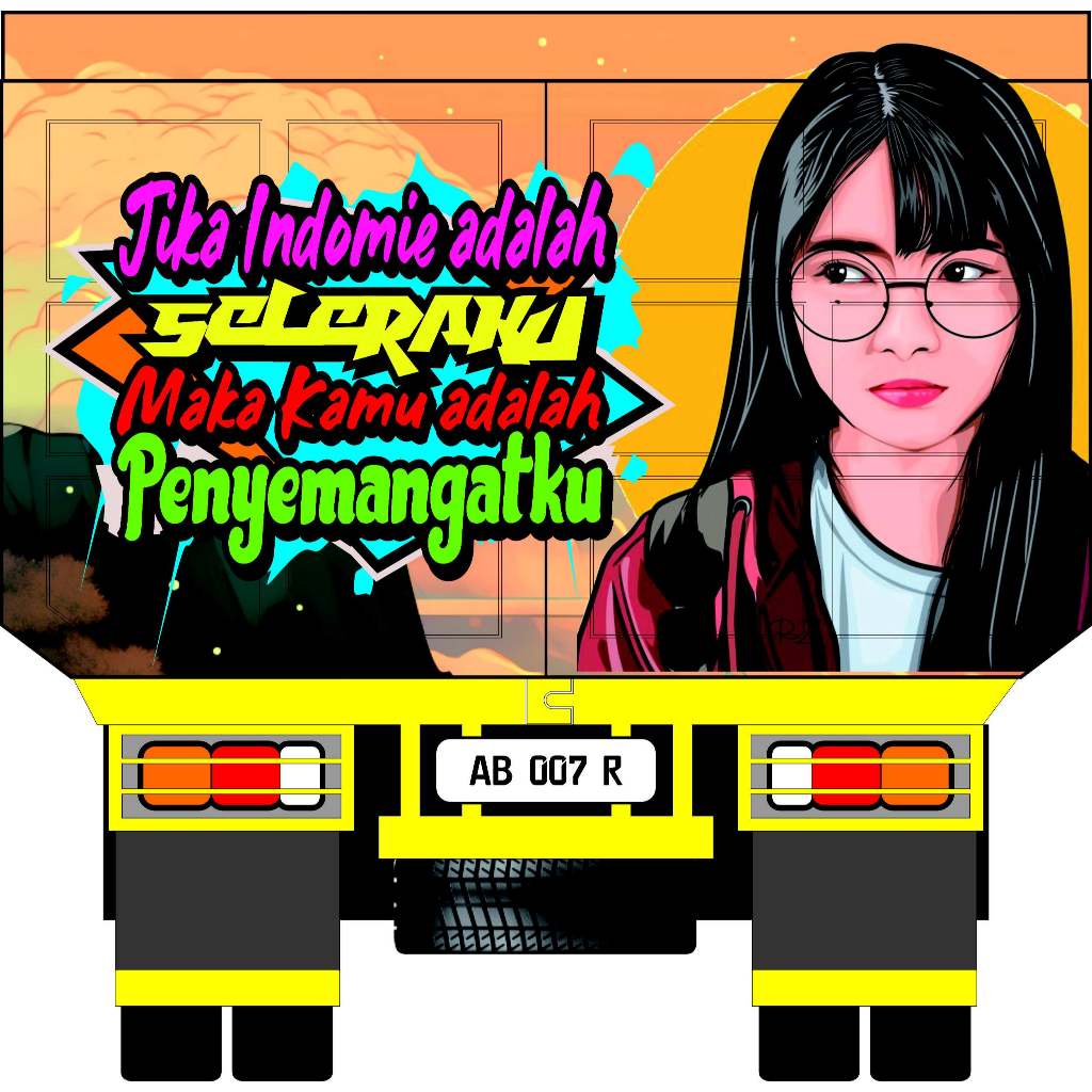 Stiker Bak Belakang Truk Tepong Truk Canter Hino Fuso Dam Dump