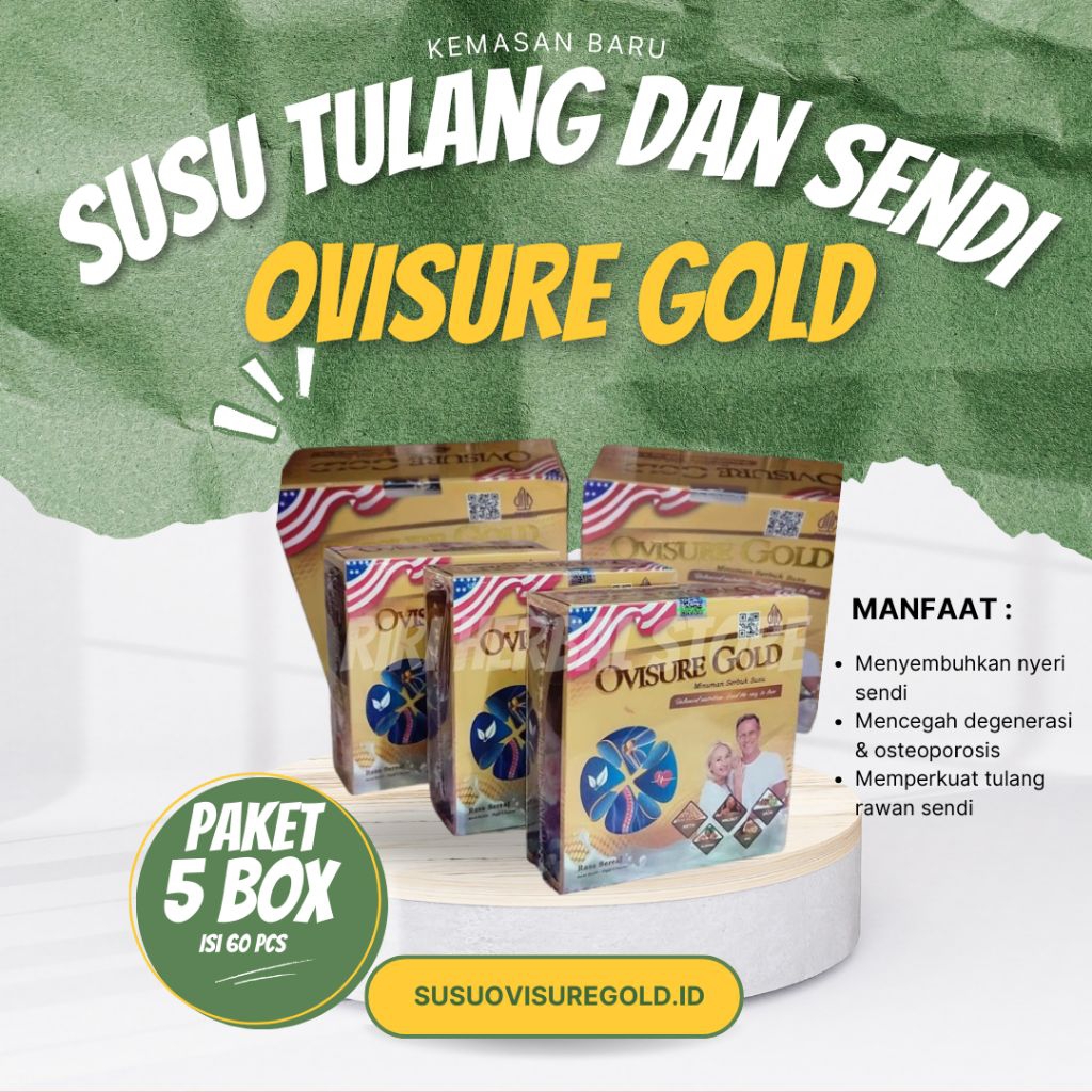 

5BOX SUSU OVISURE GOLD SUSU USA SUSU TULANG DAN NYERI SENDI TERBAIK BPOM
