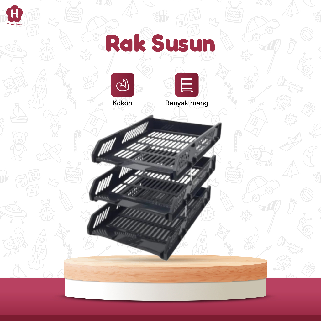 

Hanstoy House - File Tray | Rak Tiga Tingkat Tempat Penyimpanan File Berkas - Organizer Box Document