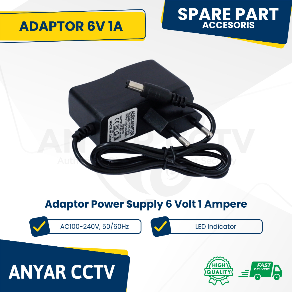 ADAPTOR 6V 1A MURNI / POWER SUPPLY ADAPTOR 6 VOLT 1 AMPERE LED INDICATOR