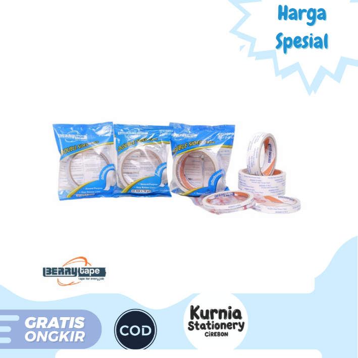 

Berry Tape Double Sided Tape / Isolasi Selotip 2 Sisi / Double Tape