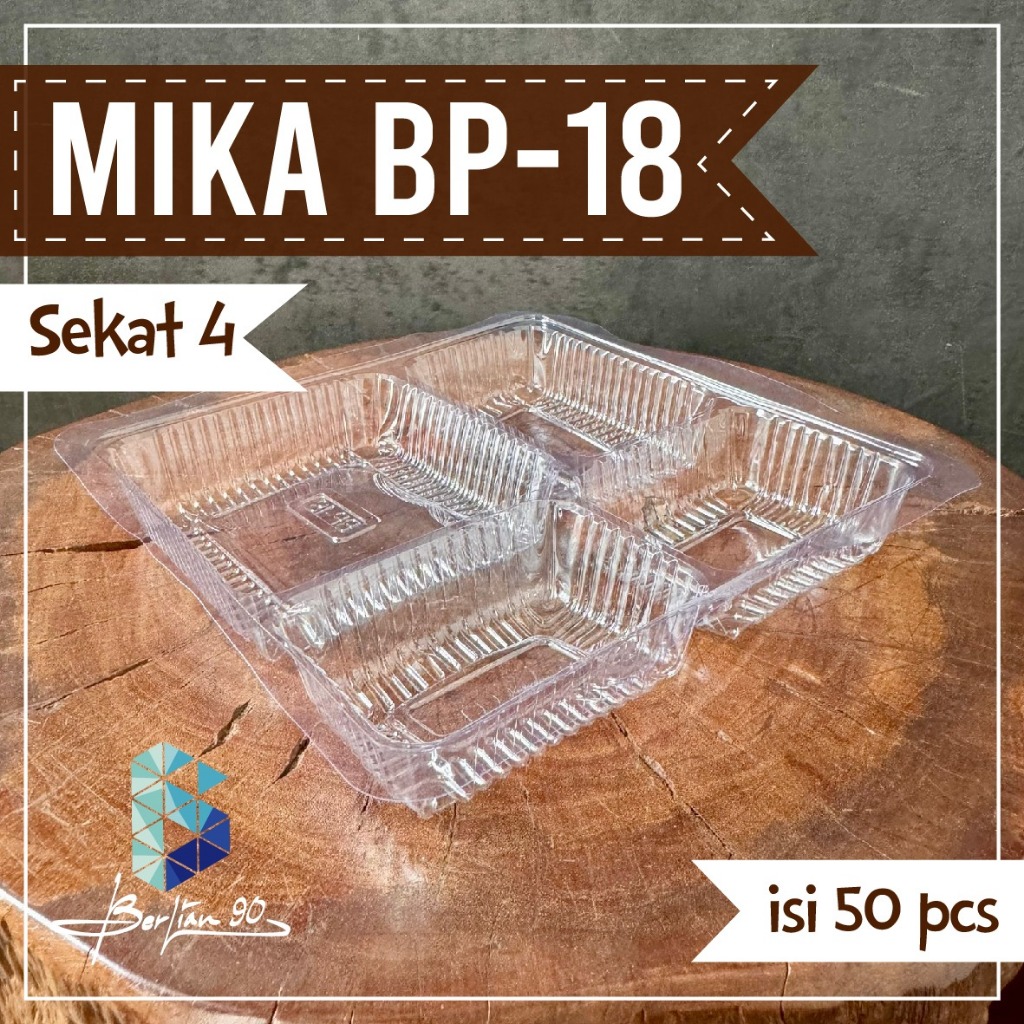 Mika tray sekat 4 mika plastik kotak nasi sekat 4 BP-18
