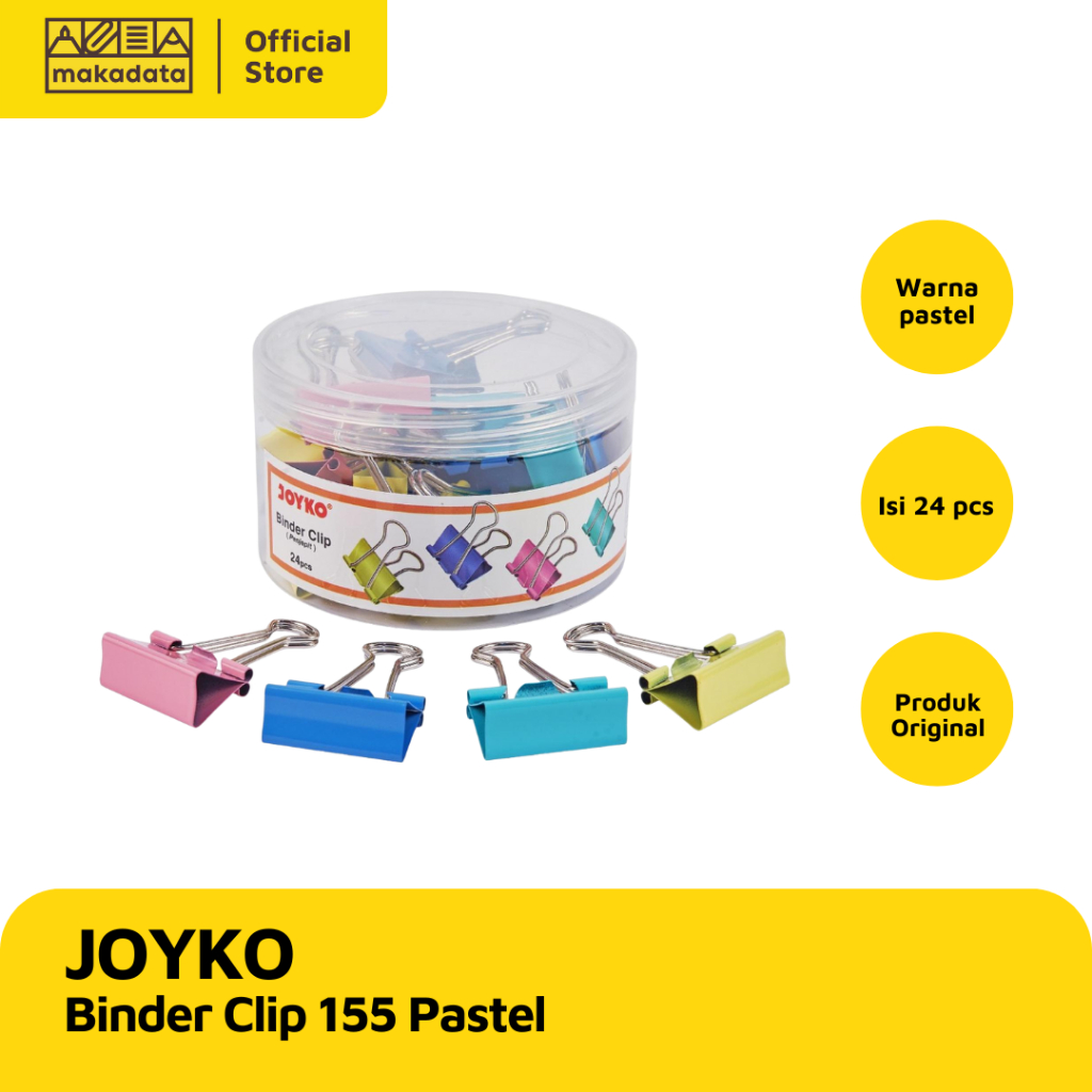

BINDER CLIP JOYKO 155 PASTEL (1 DRUM) MURAH