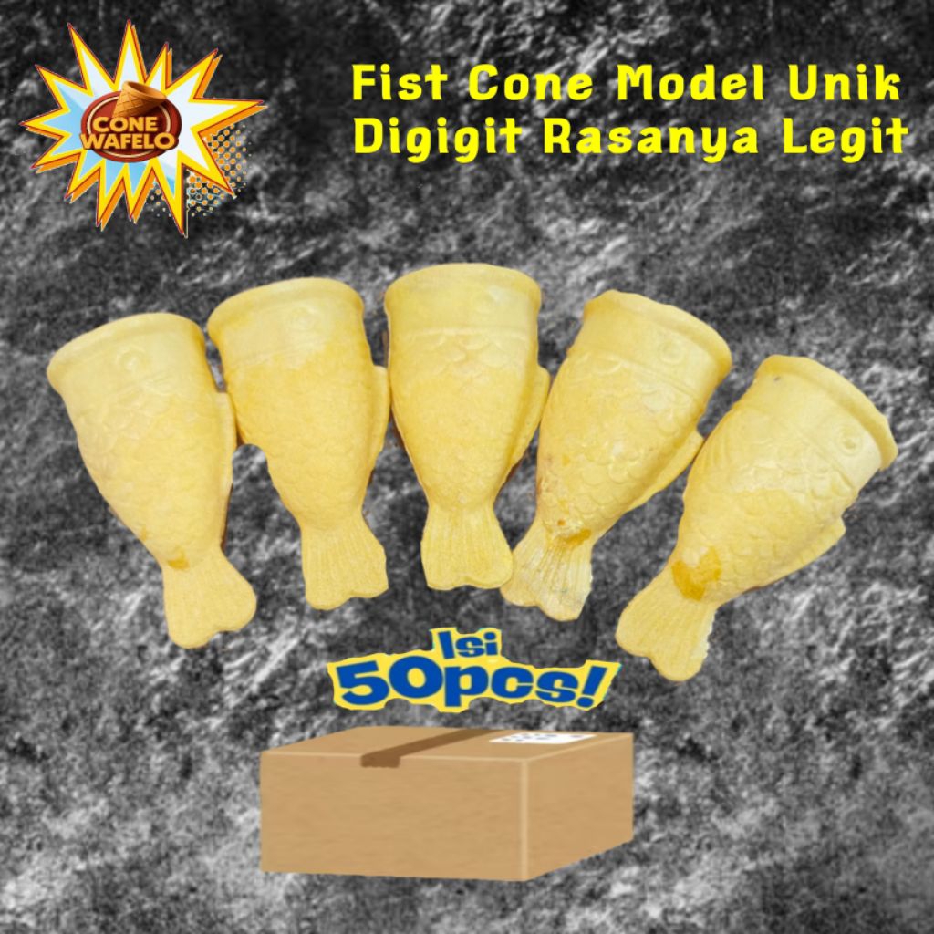 

Fist Cone waffle cone tawar! isi 50 pcs! Diameter 4cm x 9cm!