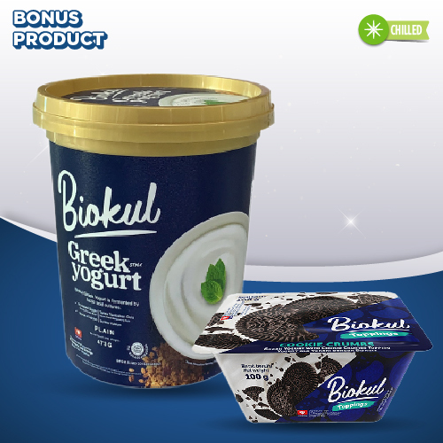 

BELI 1 PC GREEK YOGURT PLAIN 473 GR BONUS BIOKUL GREEK WITH TOPPING COOKIES
