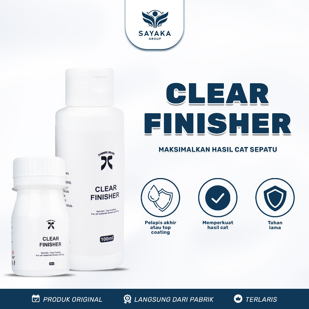 

Sayaka - Clear Finisher Varnish Pelindung Cat Sepatu Tas Kulit Kanvas Rubber Leather Paint Canvas