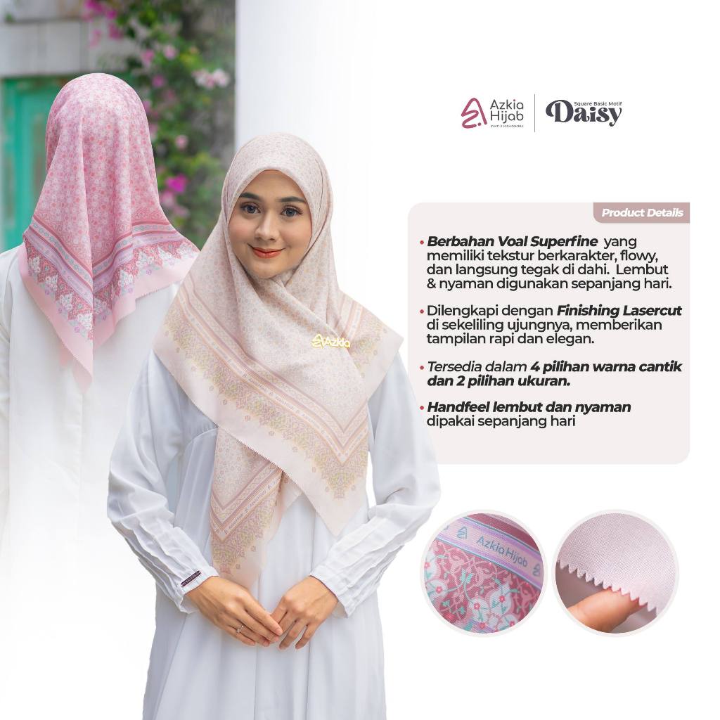New Segi Empat Square Basic Daisy Azkia Hijab