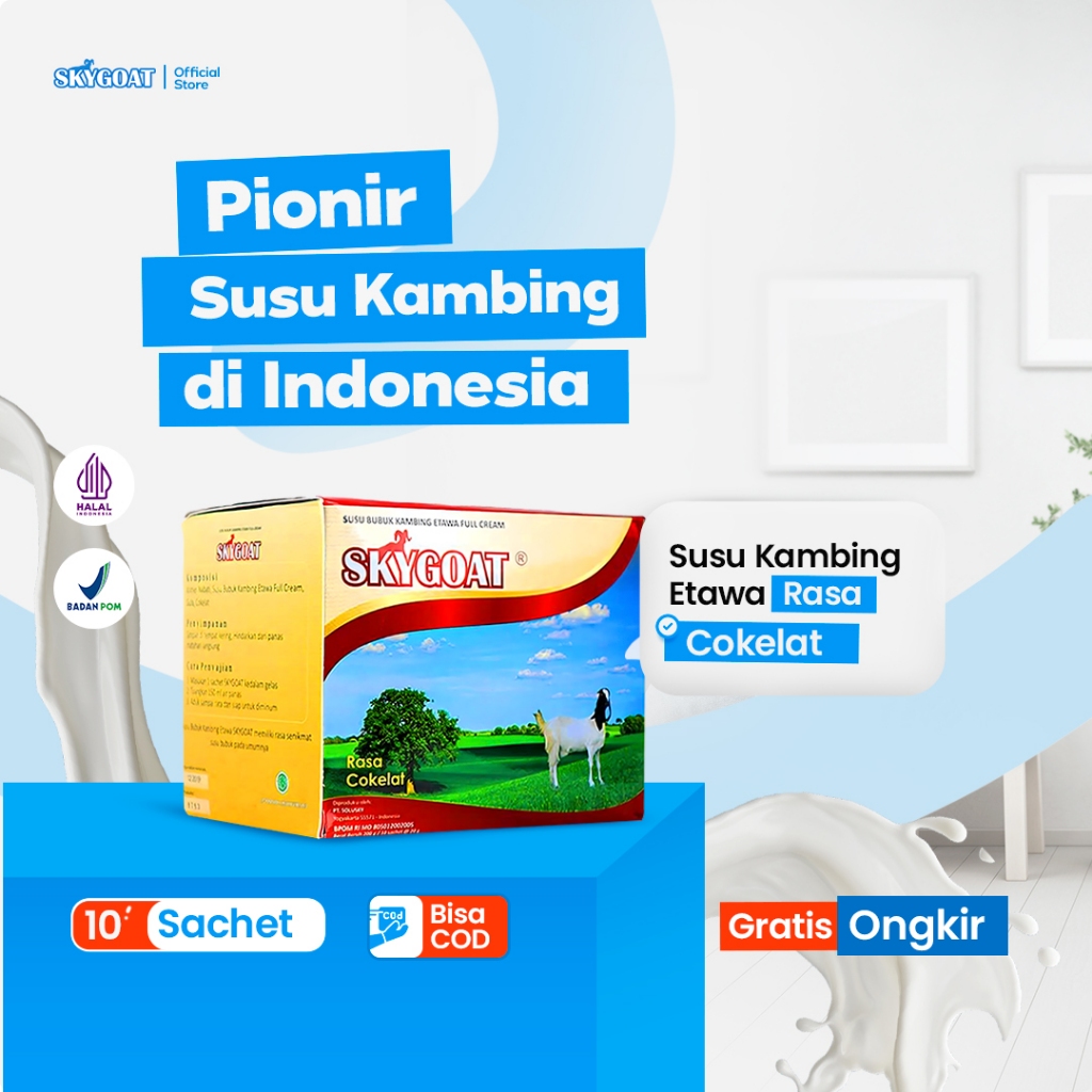 

Skygoat - Susu Kambing Etawa Rasa Coklat Pertama Di Indonesia Isi 10 Sachet