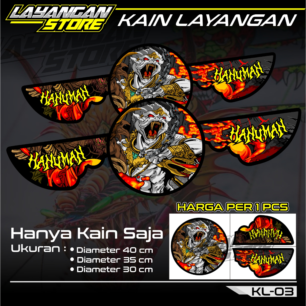 Kain Layangan Naga Full Printing Motif Hanuman/Kain Layangan Hanuman