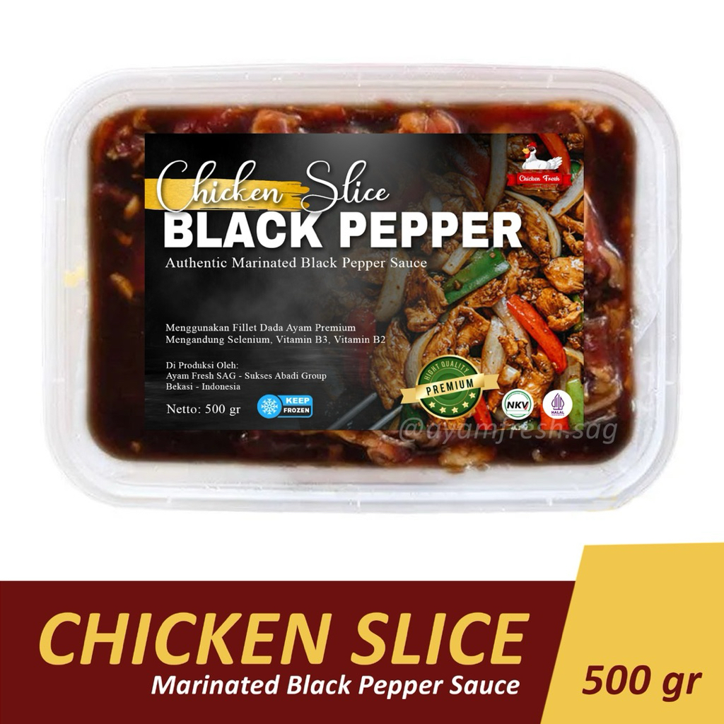 

Chicken Slice Marinated Black Papper / Daging Ayam Marinasi 500gr / Daging Ayam Rasa BlackPapper