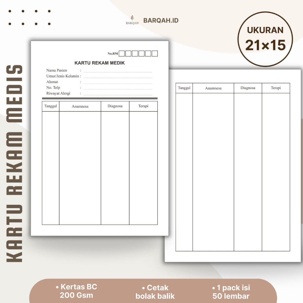 

Kartu Rekam Medis/ Kartu Berobat/ Kartu Pasien/ Kartu RM