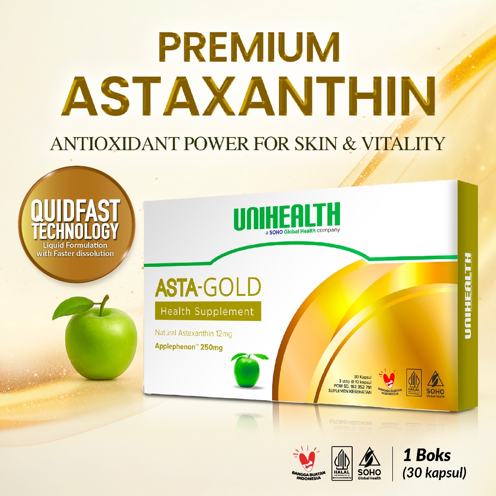 UNIHEALTH Multivitamin Mineral Asta Gold 12 mg Menjaga Daya Tahan Tubuh - 1 box @30 kapsul Quidfast
