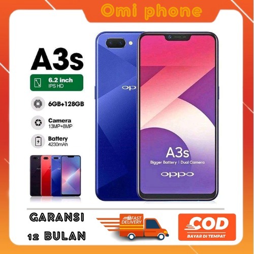 Hp Smartphone OPPO A3S RAM 6/128GB 4G LTE Android GARANSI 1 TAHUN murah