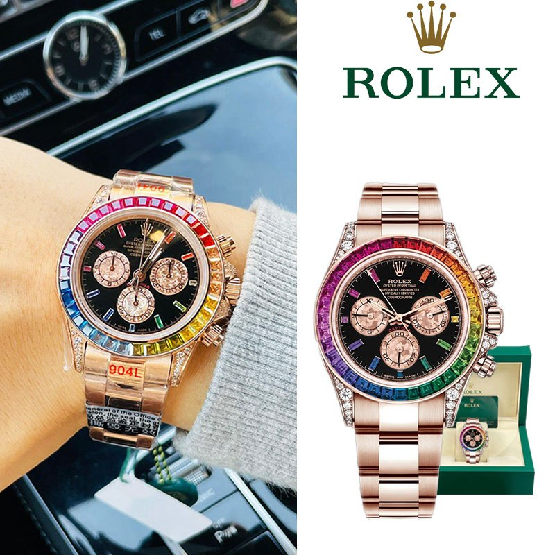 Daytona100% ASLI Rolex Daytona Jam Tangan Rolex Pria 116595 RBOW 40mm Ready Stock Jam Tangan