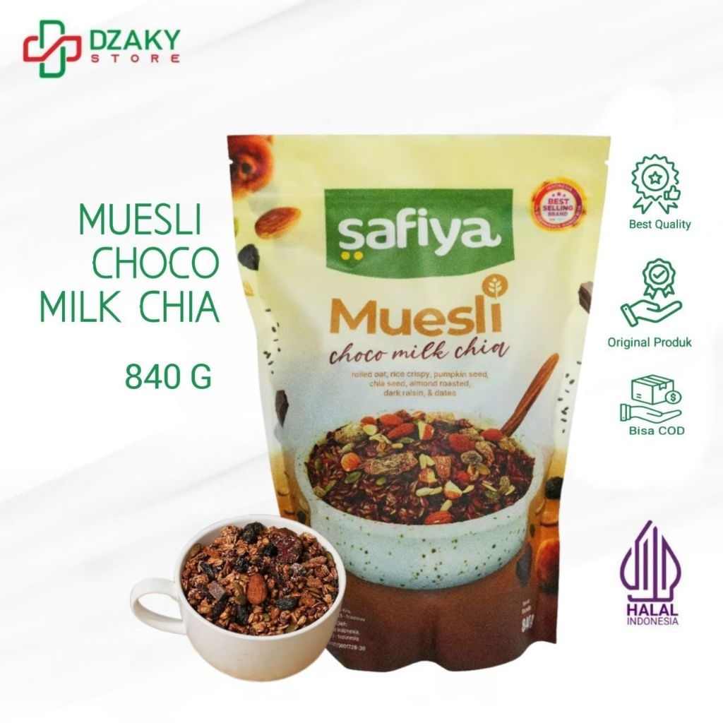 

Safiya Muesli Choco Milk 840 Gram With Chiaseed Sereal Oatmeal Diet Premium