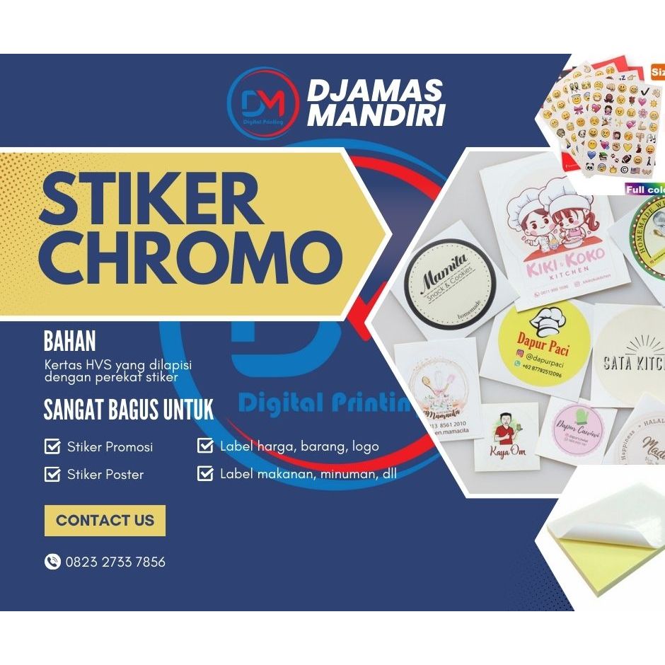

Stiker Chromo A4/F4/A3 100 lembar (bisa custom ukuran)