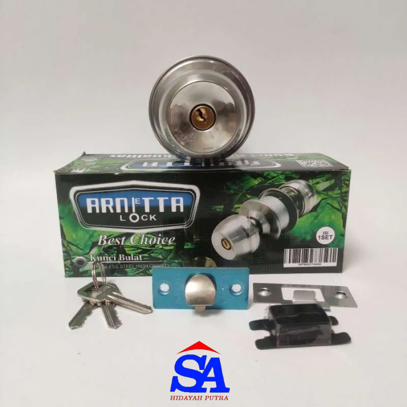 Kunci Bulat Arrneitta / Kunci Pintu Bulat Kamar Mandi / Slot Pintu Bulat WC