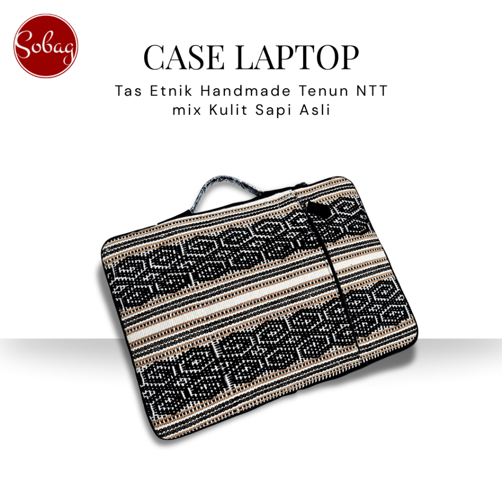 CASE LAPTOP Tenun Tangan NTT mix Kulit Sapi Asli