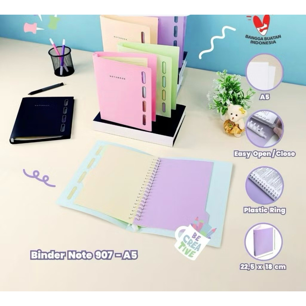 

Buku Binder Notebook A5 Warna Pastel sudah ada pembatas buku