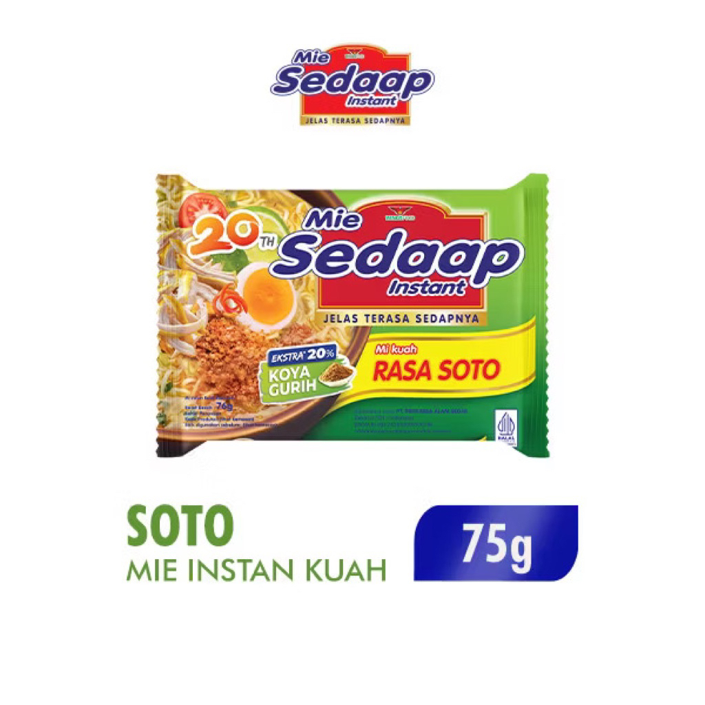 

Mie Sedap Instan Rasa Soto 75gr / mie kuah instan rasa soto