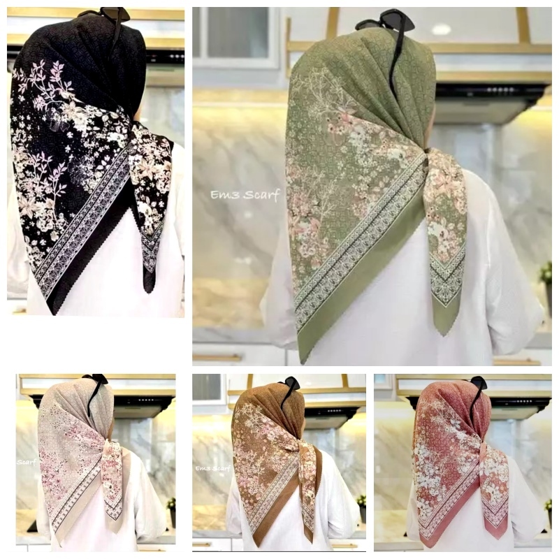 jilbab segiempat voal motif rijek/afqir kerudung gagal qc layak pakai