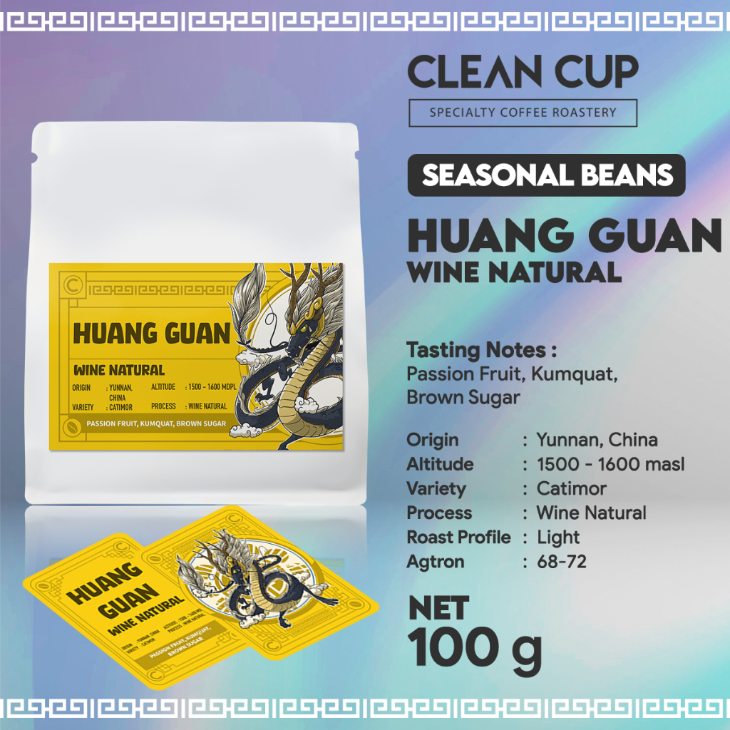 

Kopi Clean Cup Roastery Chinna Yunnan Huang Guan Arabica Wine Natural Whole Bean