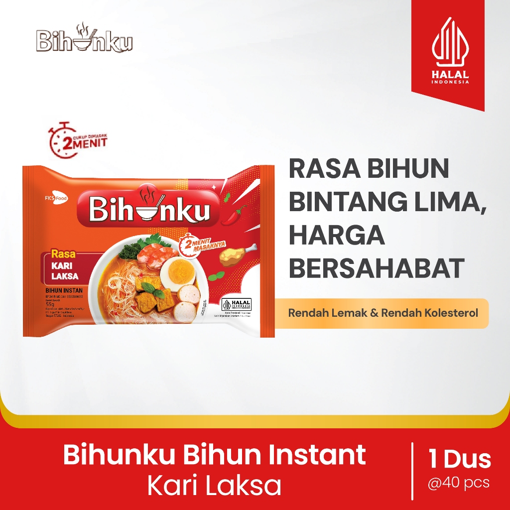 

Bihunku Instan - Kari Laksa - 1 Karton - 40 Pcs - 55gr