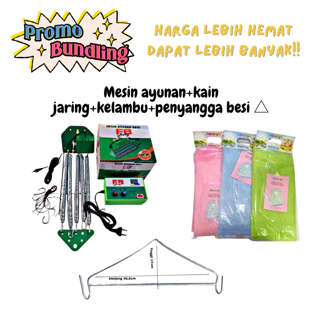 Ayunan set bayi otomatis murah terlaris | Mesin Ayunan +  Kain + Kelambu + segitiga | Ayunan Bayi | 