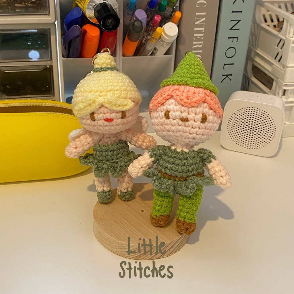 [LITTLESTITCHES] Amigurumi Keychain Tinkerbell PeterPan || Gantungan Kunci Rajut Tinkerbell PeterPan