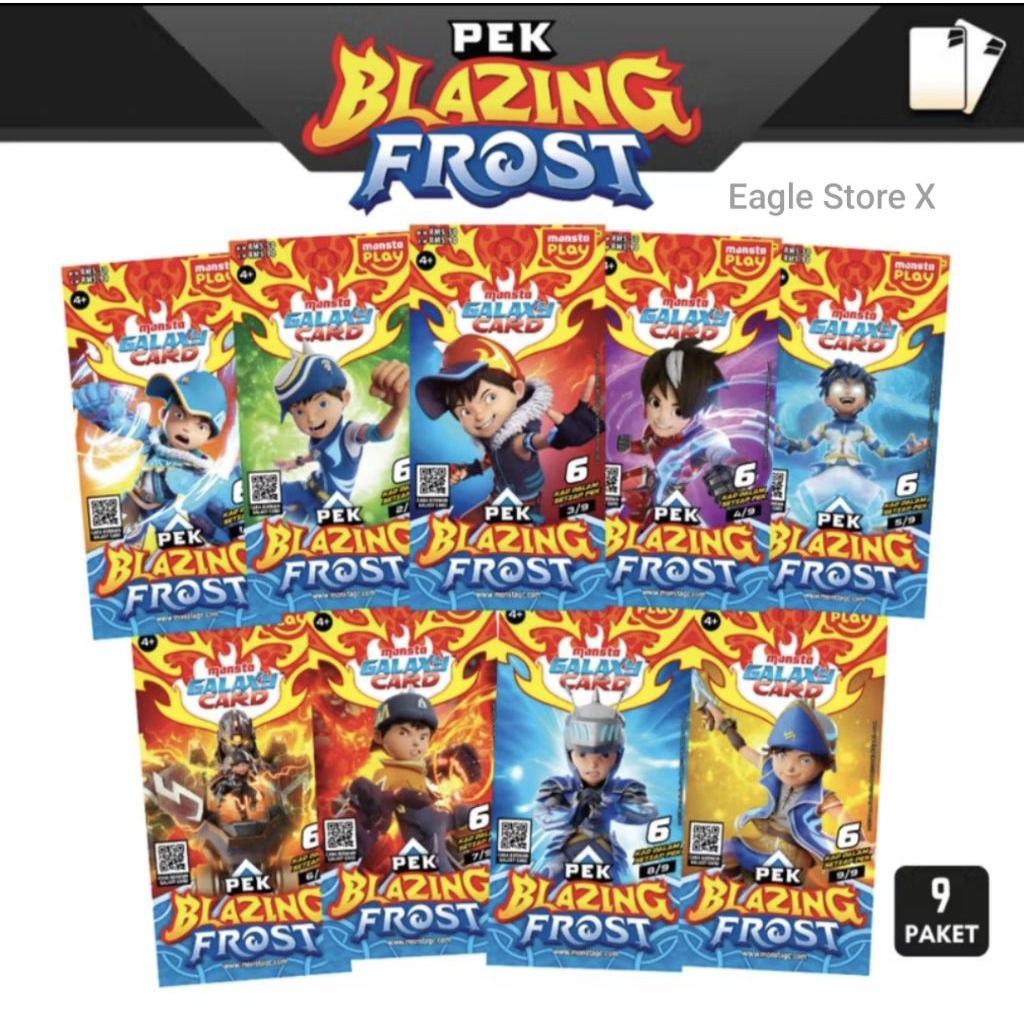 Monsta Boboiboy Galaxy Card Pek Blazing Frost - MONSTA Galaxy Card Set (54 KAD) Cards Games