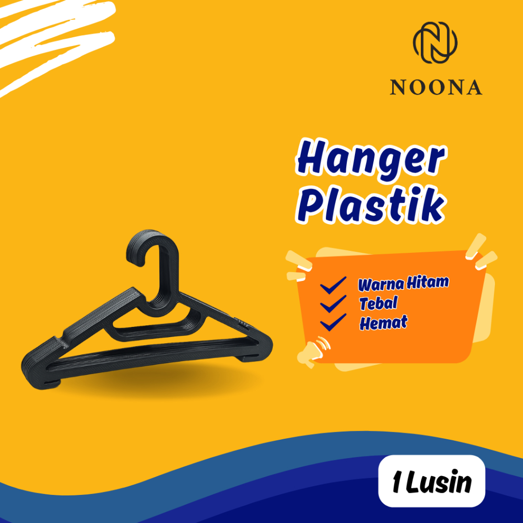 Hanger Plastik Baju Pakaian Gantungan Tebal Warna Hitam