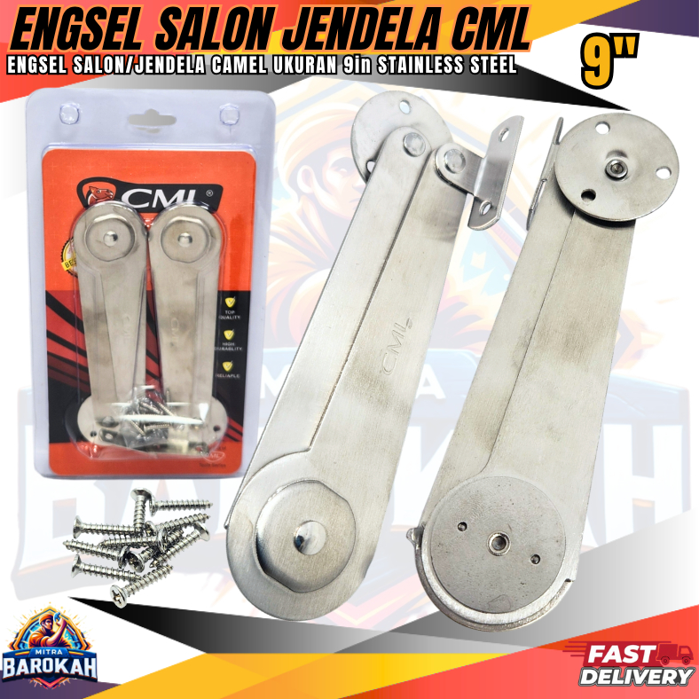 Engsel Salon CML 9 Inch / Engsel Jendela 9 inch Stainless Steel Kokoh Kuat Anti Karat untuk Jendela 