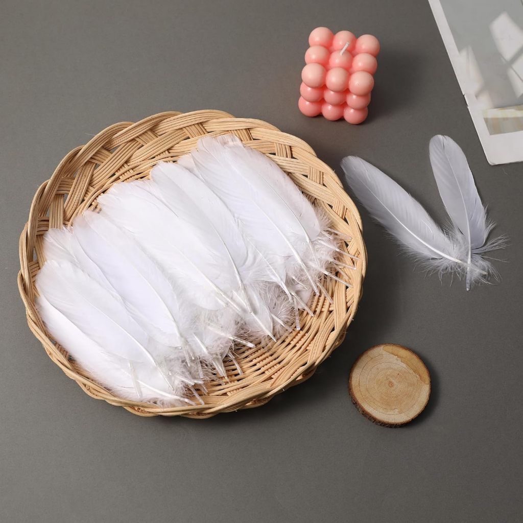 50 Pcs Bulu Angsa Putih / Bulu Angsa Sayap Panjang Ornamen / Bulu Angsa Aksesoris Premium Terbaik