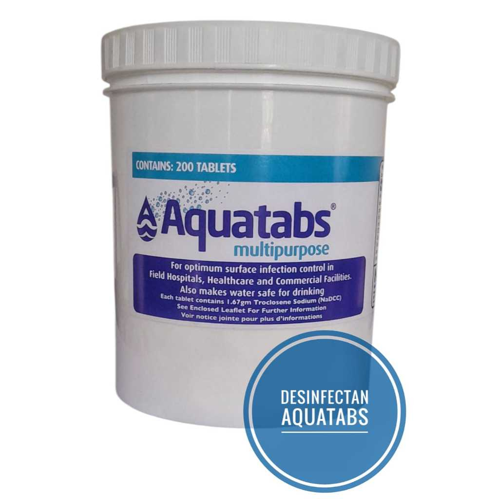 AQUATABS 1,67 GRAM TABLET DESINFEKTAN / KLORIN / DESINFECTAN TABLET ISI 200 PCS / TUBE
