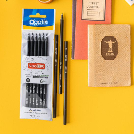 

Asaba Stationery-Agatis Neopex 2B Black [Polybag 6 pcs]-pensil 2B hitam-pensil sekolah-pensil murah