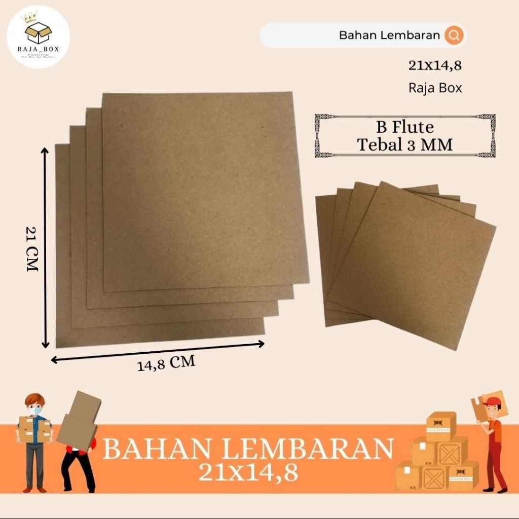 

Kardus Lembaran Single Wall 21x14,8 B Flute