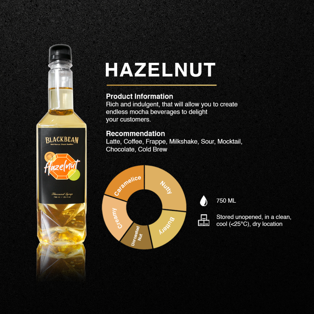 

Blackbean Syrup Hazelnut 750 Ml | Premium Untuk Kopi Cafe Coffee Restoran