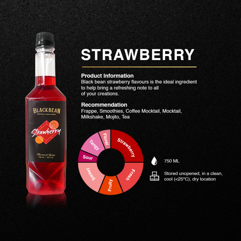 

Blackbean Syrup Strawberry 750 Ml | Premium Untuk Kopi Cafe Coffee Restoran
