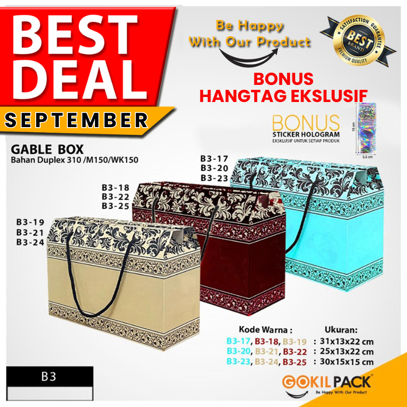 

Kotak Kado|Gable|Kue|Hampers|Serbaguna|Dus|Box|Packaging|31X13X22|B3