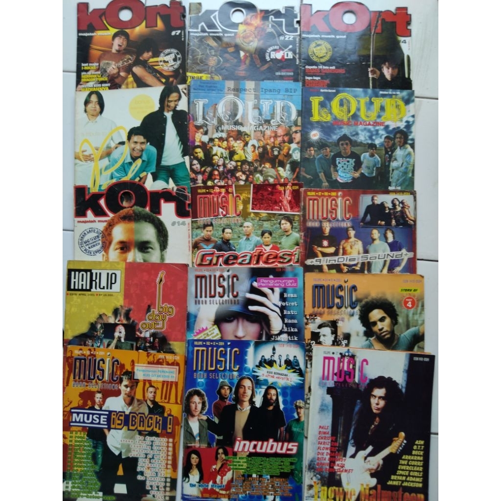Majalah Musik Jadul HAI KLIP, Majalah Loud Music Magazine, Majalah KORT Musik Gaul, majalah MBS MUSI