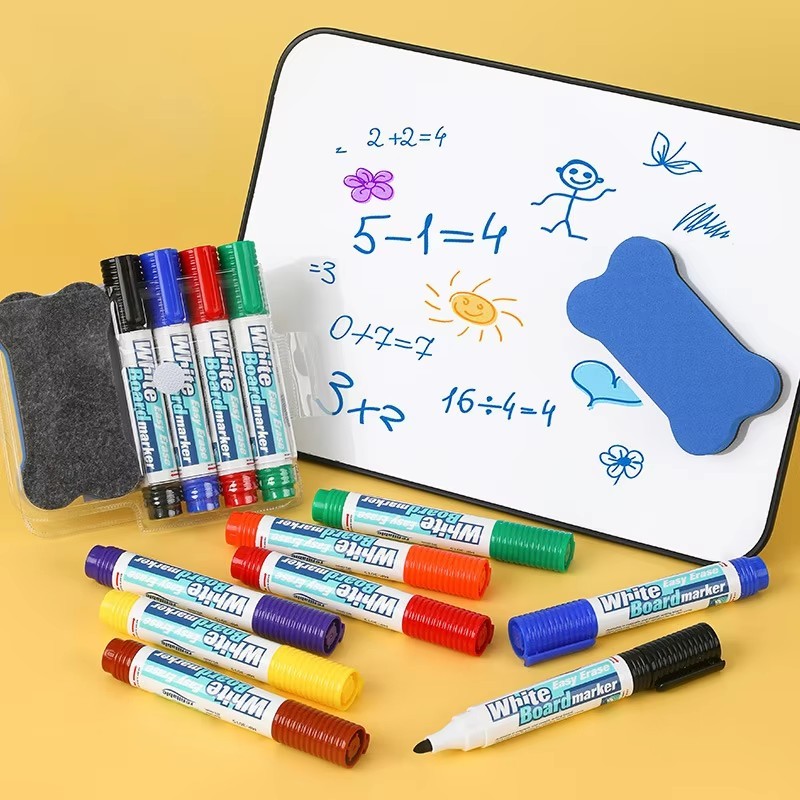 

8Pcs Warna spidol whiteboard dan penghapus, spidol papan tulis bisa dihapus