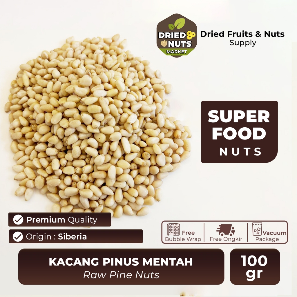 

Kacang Pinus Mentah 100gr | Raw Pine Nuts Siberia